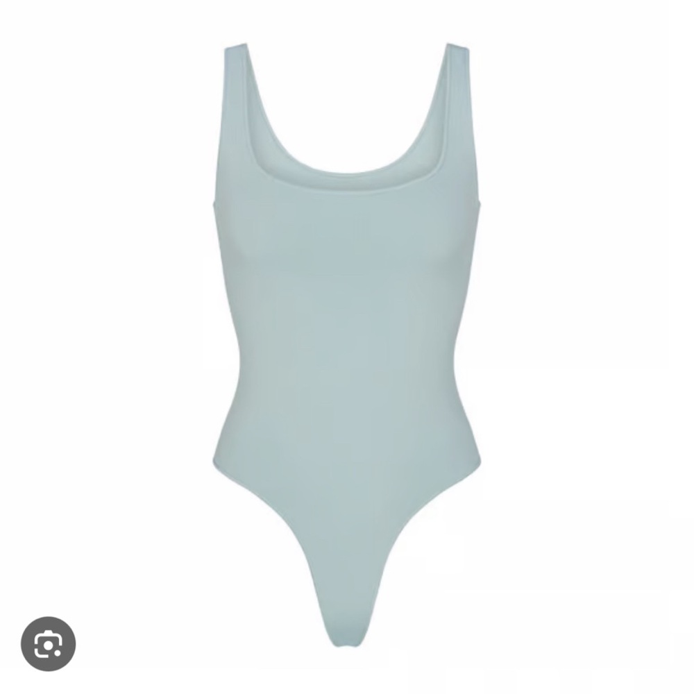 Skims Essential Scoop Neck Bodysuit in Denim